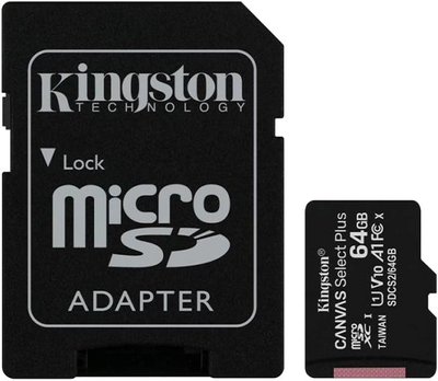 Карта пам'яті Kingston 64GB microSDXC Canvas Select Plus 100R A1 C10 Card + ADP 99-00016336 фото